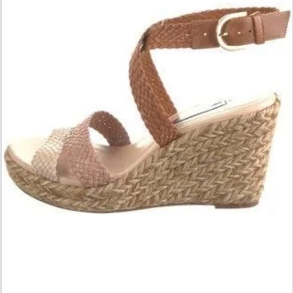 Stuart Weitzman Elsie Woven Wedges/3 tone cream/brown/beige/Braided accent/jute. - Picture 10 of 10
